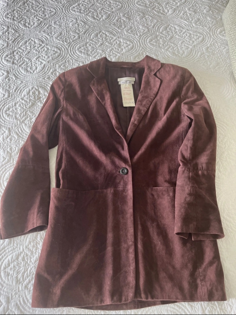 Rene Lezard Women's Suede Single-Button Blazer - Burgundy